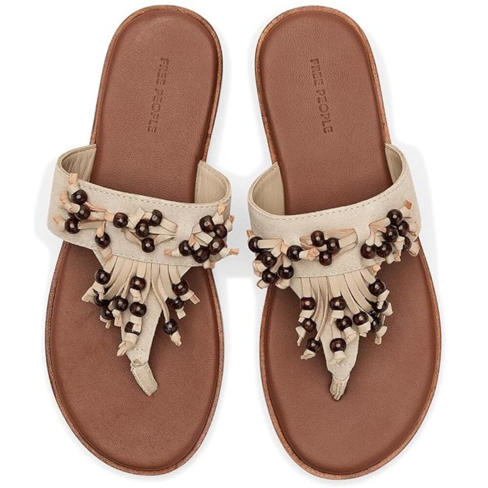 Free People womens Vegan Sadie Sandals thong style beaded size 8.5